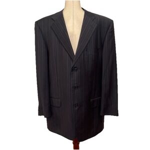 Ermenegildo Zegna Trofeo Wool Striped Italian Blazer Jacket IT 54 US Sz 44